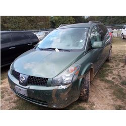 2004 NISSAN QUEST, VIN/SN:5N1BV28U24N365085 - 6 CYL GAS ENGINE, A/T