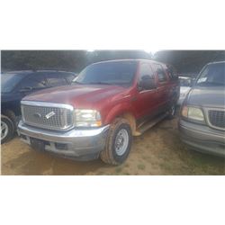 2002 FORD EXCURSION VIN/SN:1FMNU40L42EA47643 - GAS ENGINE, A/T, ODOMETER READING 216,004