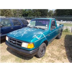 1994 FORD RANGER XLT PICKUP, VIN/SN:1FTCR10A0RUB74819 - 4 CYL GAS ENG, 5 SPD TRANS, TOOL BOX