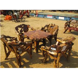 TEAK WOOD TABLE 4 CHAIRS