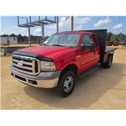2005 FORD F350 DUMP, VIN/SN:1FDWX37P25EA21691 - S/A, EXTENDED CAB, FORD POWER STROKE DIESEL ENG, 5 S