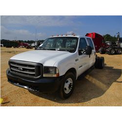 2002 FORD F350 CAB & CHASSIS, VIN/SN:1FDWW36F72--575-- - CREW CAB, POWER STROKE DIESEL, A/T, ODOMETE