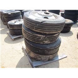 (4) 285/75R24.5 TIRES & RIMS