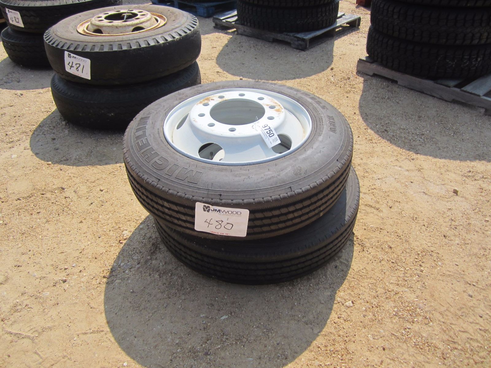 (2) 235/80R22.5 TIRES & RIMS