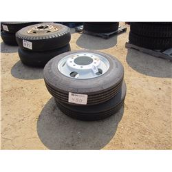 (2) 235/80R22.5 TIRES & RIMS