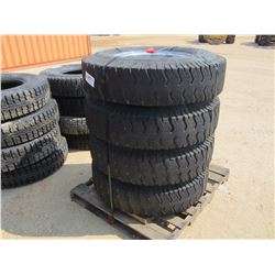 (4) 11.00-20 TIRES W/ALUM RIMS