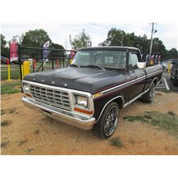 1979 FORD F100 PICKUP, VIN/SN:F10GNFA2914 -V8, GAS ENGINE, A/T, ODOMETER READING 59,888 MILES