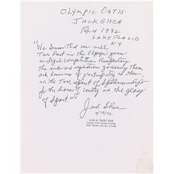 Jack Shea Autograph Quote Signed