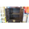 Image 8 : Tall Dark Lacquer Cabinet w/Geometric Scrollwork 35" L x 17.5" Depth, 82" H (top and bottom awning d