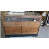 Image 8 : Vintage Glass Display Case w/Solid Wood Base (Burl Wood?) - Sliding Doors, Drawers, 53.5" L x 24" De