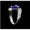 Image 4 : 1.75 ctw Tanzanite and Diamond Ring - 14KT White Gold