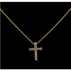 0.34 ctw Diamond Cross Pendant With Chain - 14KT Yellow Gold