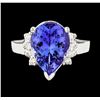Image 2 : 4.56 ctw Tanzanite and Diamond Ring - 14KT White Gold