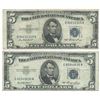Image 1 : 1953 $5 Silver Certificate Currency Lot of 2