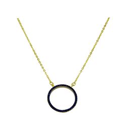 Sapphire and CZ Circle Pendant Necklace - Gold Plated