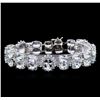 Image 1 : 40.00 ctw Aquamarine and Diamond Bracelet - 14KT White Gold