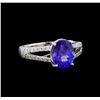 Image 1 : 3.04 ctw Tanzanite and Diamond Ring - 14KT White Gold