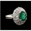 Image 1 : 3.02 ctw Emerald and Diamond Ring - 14KT White Gold