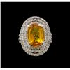 Image 2 : 10.69 ctw Yellow Sapphire and Diamond Ring - 14KT White Gold