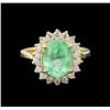 Image 2 : 2.85 ctw Emerald and Diamond Ring - 14KT Yellow Gold