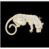 Image 1 : 0.50 ctw Diamond and Ruby Panther Pin - 14KT Yellow Gold