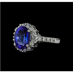 3.01 ctw Tanzanite and Diamond Ring - 14KT White Gold