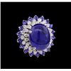 Image 1 : 23.63 ctw Tanzanite and Diamond Ring - 14KT White Gold
