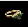 Image 1 : 0.48 ctw Emerald and Diamond Ring - 14KT Yellow Gold