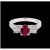 Image 2 : 1.52 ctw Ruby and Diamond Ring - 18KT White Gold