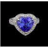 Image 2 : 8.02 ctw Tanzanite and Diamond Ring - 14KT White Gold