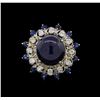 Image 2 : 11.35 ctw Blue Star Sapphire and Diamond Ring - 14KT White Gold