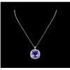 Image 2 : GIA Cert 35.28 ctw Tanzanite and Diamond Pendant With Chain - 14KT White Gold