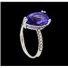 Image 4 : 3.97 ctw Tanzanite and Diamond Ring - 14KT White Gold