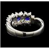 Image 3 : 0.56 ctw Sapphire and Diamond Ring - Platinum