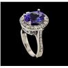 Image 4 : 3.35 ctw Tanzanite and Diamond Ring - 14KT White Gold