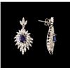 Image 2 : 14KT White Gold 1.86 ctw Sapphire and Diamond Earrings