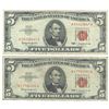 Image 1 : 1963 $5 Fine Red Seal Bill Lot of 2