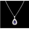 9.64 ctw Tanzanite and Diamond Pendant With Chain - 14KT White Gold