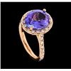 Image 4 : 3.95 ctw Tanzanite and Diamond Ring - 14KT Rose Gold