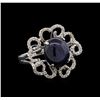 Image 1 : 8.99 ctw Blue Star Sapphire and Diamond Ring - 18KT White Gold