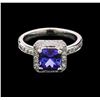 1.75 ctw Tanzanite and Diamond Ring - 14KT White Gold