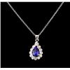 Image 2 : 1.82 ctw Tanzanite and Diamond Pendant With Chain - 14KT White Gold