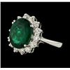 Image 1 : 3.81 ctw Emerald and Diamond Ring - 14KT White Gold