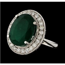 7.83 ctw Emerald and Diamond Ring - 14KT White Gold