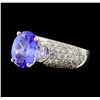 Image 1 : 2.43 ctw Tanzanite and Diamond Ring - 14KT White Gold