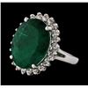 Image 1 : 7.21 ctw Emerald and Diamond Ring - 14KT White Gold