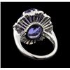 Image 3 : 11.95 ctw Tanzanite and Diamond Ring - Platinum