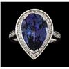 Image 2 : 6.87 ctw Tanzanite and Diamond Ring - 14KT White Gold