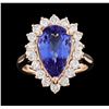 Image 2 : 4.23 ctw Tanzanite and Diamond Ring - 14KT Rose Gold