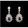 Image 1 : 14KT White Gold 1.16 ctw Sapphire and Diamond Earrings
